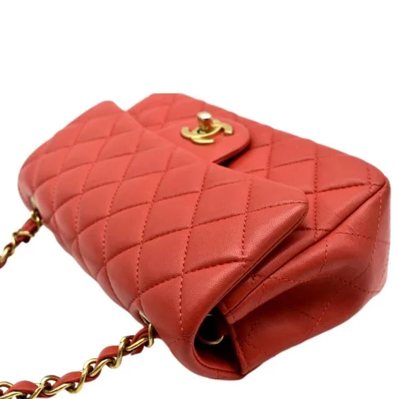 CHANEL  Mini Rectangular Flap Quilted Leather Crossbody Bag Red - Picture 7 of 13